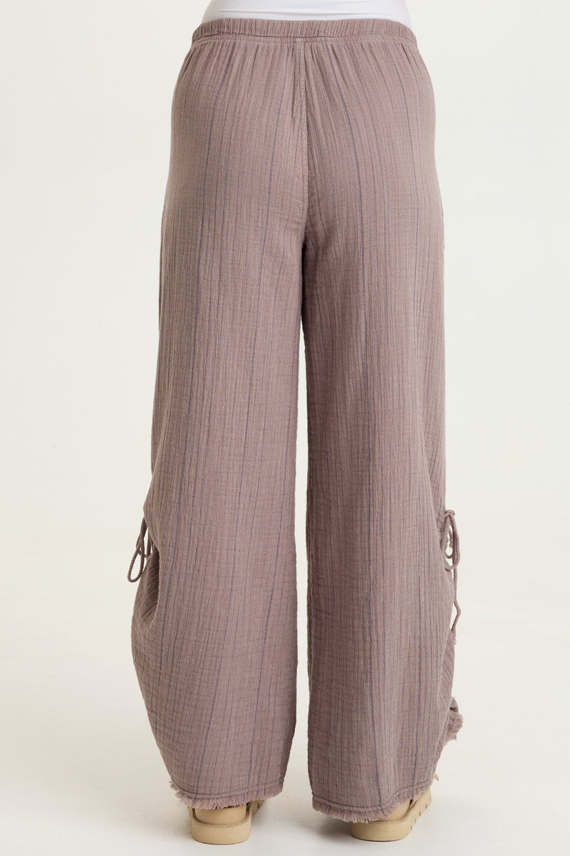 XCVI Mink Stripe Gauze Ruched Pants - New Moon Boutique