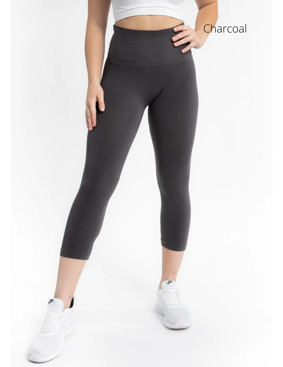 Charcoal Gray High Waist Leggings With Tech Pockets Size Large - Walmart.com