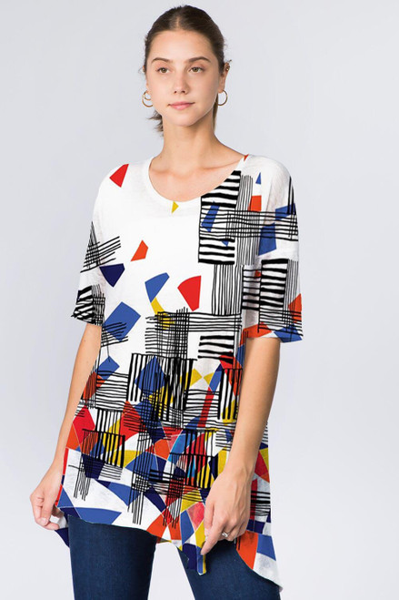 Et' Lois Primary Colors Tumbling Shapes Soft Knit Top