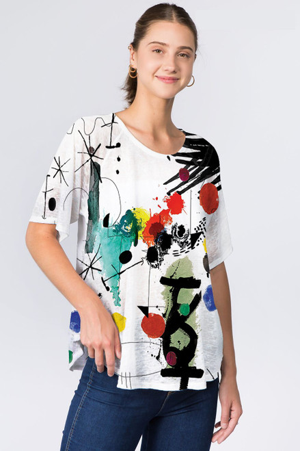 Et' Lois Colorful Sketch & Splatter Soft Knit Top