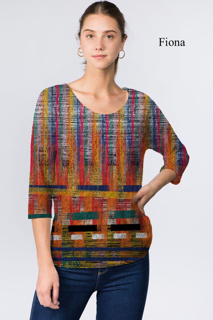 Et' Lois Hazy Color Weave Print Soft Knit Top