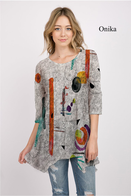 Et' Lois Hazy Squiggles & Lines Soft Knit Top