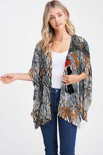 Et' Lois Hazy Orange Tree Open Wrap Shawl