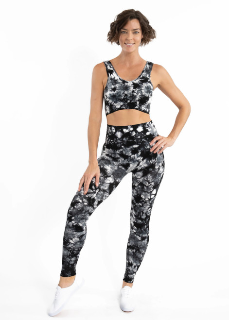 Elietian Black & White Tie-Dye High Waisted Seamless Legging