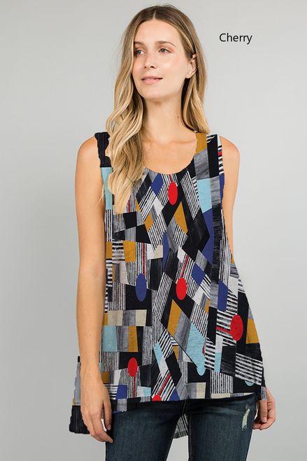 Et' Lois Abstract Circles and Squares Soft Knit Top