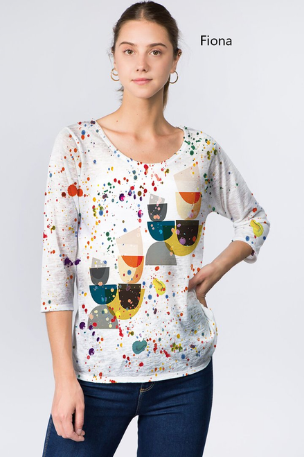 Et' Lois Stacked Bowls & Splatter Paint Soft Knit Top