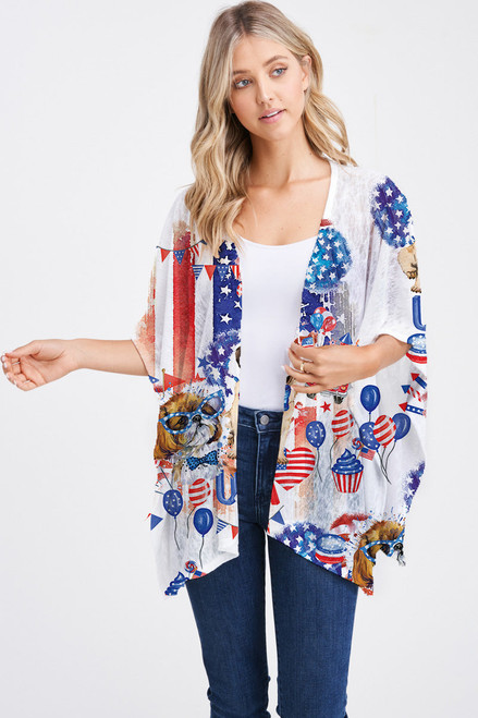 Et' Lois Independence Day Celebration Open Wrap Shawl