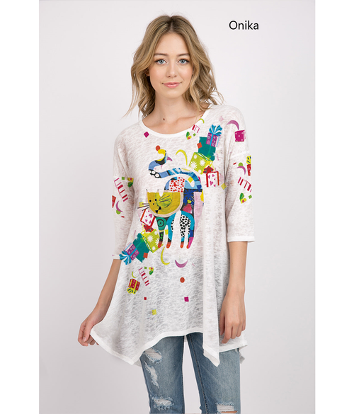 Et' Lois Kitty Surprise Birthday Party Soft Knit Top