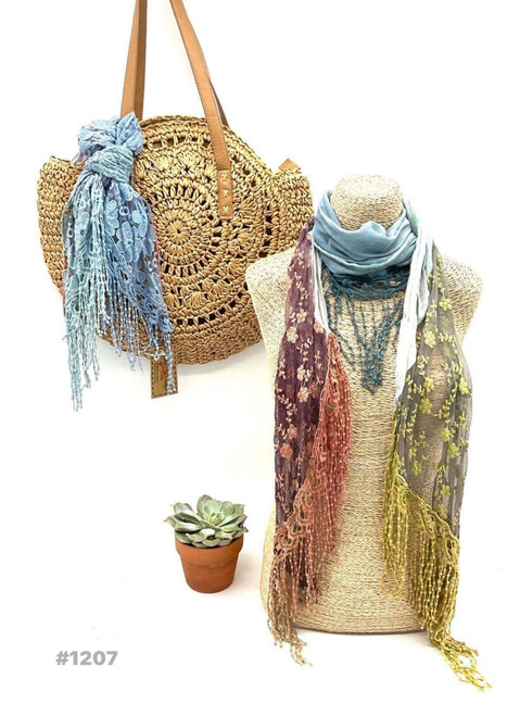 Monkey Mango Floral Ombre Embroidered Scarf