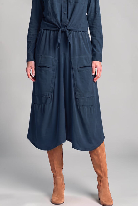Tempo Paris Navy Cotton Bubble Skirt