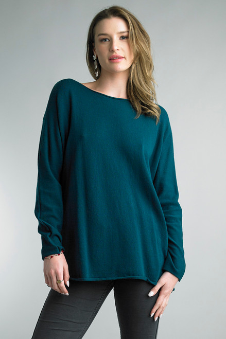 Tempo Paris Teal Relaxed Comfy Sweater 