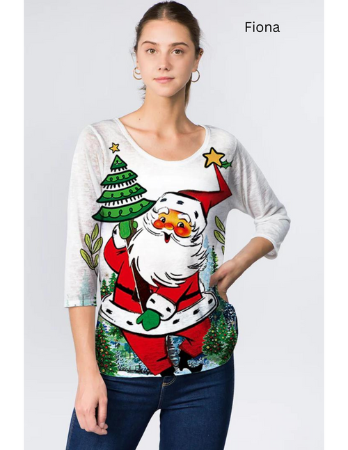 Et' Lois Laughing Santa Soft Knit Top