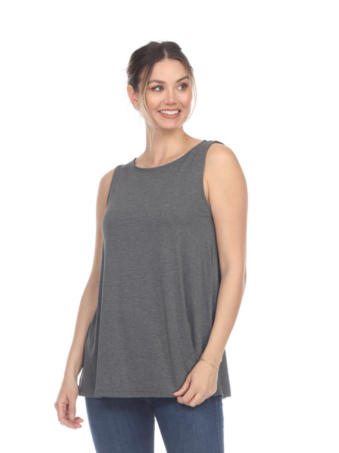 Inoah Charcoal Modal Sleeveless Basic Tank