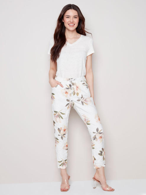 Charlie B Floral Crinkle Jogger Pant