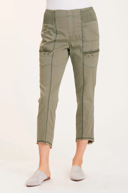 XCVI Khaki Cotton Poplin Slim Ankle Pant 