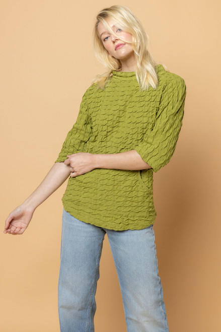 Komil Pear Cotton Waffle Funnel Neck Top