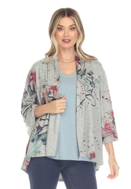 Inoah Berry Bloom Heather Grey Knit Cardigan