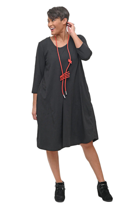 Tulip Black Jersey/Poplin Tabbie Dress