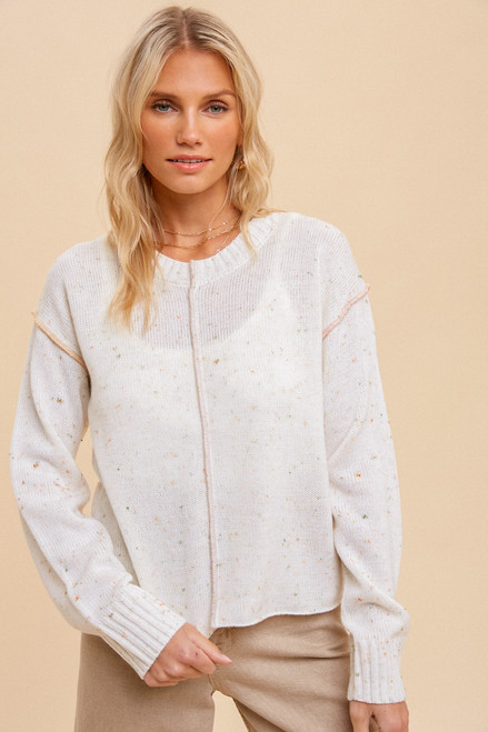 Hem & Thread Ivory Confetti Relaxed Sweater