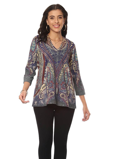 Parsley & Sage Jewel Paisley Top