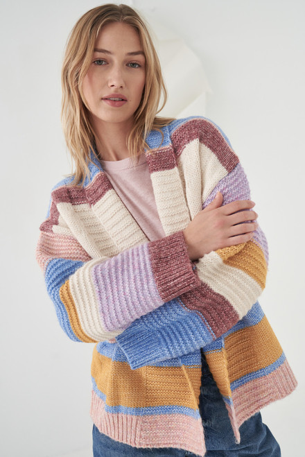 Little Lies Multi Stripe Open Chunky Cardigan