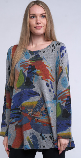 Shana Abstract Painting Long Sweater