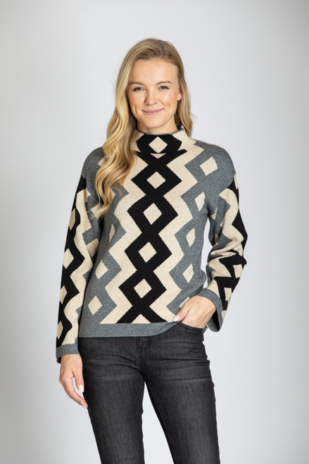 APNY Argyle Funnel Neck Sweater