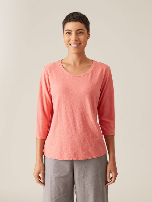 Cut Loose Linen Cotton Jersey 3/4 Slv Bias Top