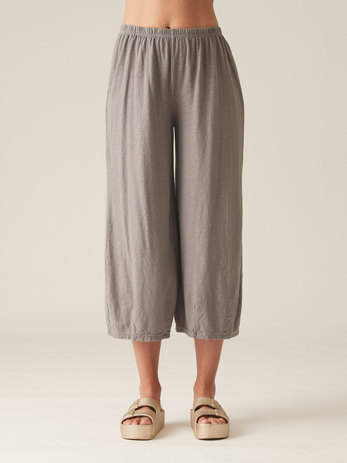 Cut Loose Linen Cotton Jersey Crop Pant with Darts