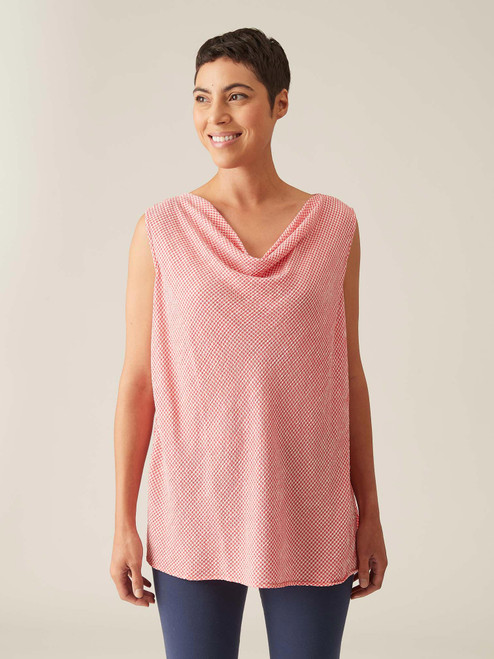 Cut Loose Crinkle Check Draped Neck Top