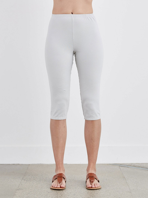 Buy White Cotton Lycra Skin Fit Cropped Tights Online - Aurelia