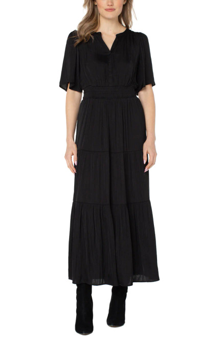 Liverpool Black Tiered Maxi Dress