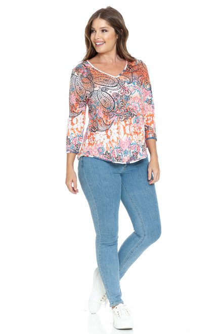 Cubism Paisley Butterfly Crinkle Reversible Top