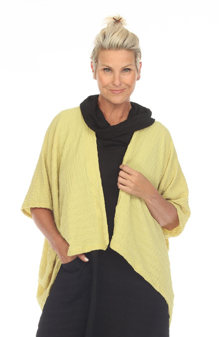 Inoah Solid Lemon Textured OS Cardigan