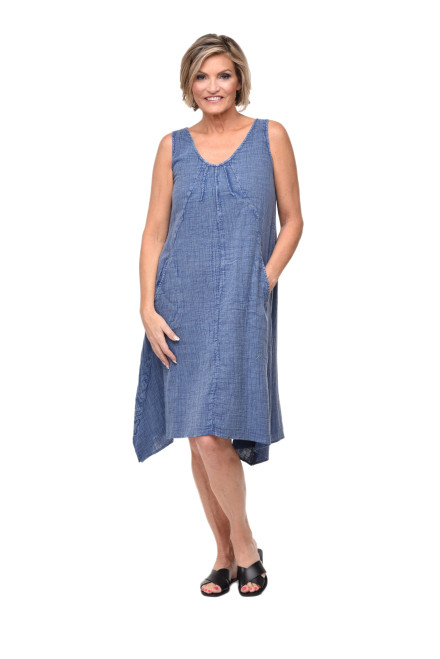 Tulip French Blue Cotton Gauze Fallon Dress