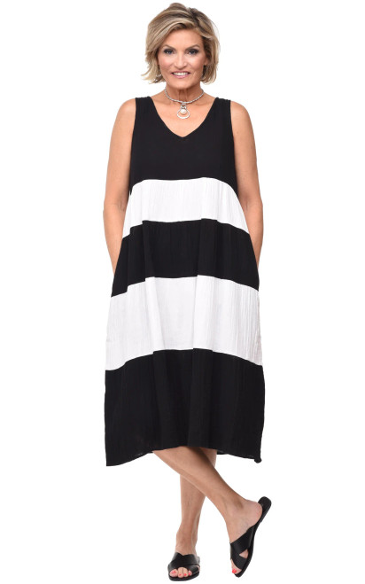 Tulip Black & White Cotton Gauze Stella Dress