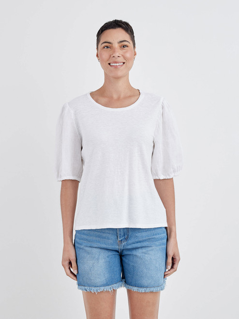 Cut Loose Linen Combo Puff Sleeve Top