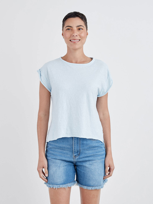 Cut Loose Linen Cotton Jersey Roll Up Sleeve Tee