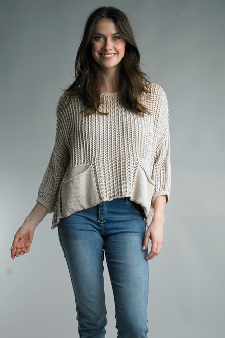 Tempo Paris Vanilla Cotton One-Size Crop Sweater