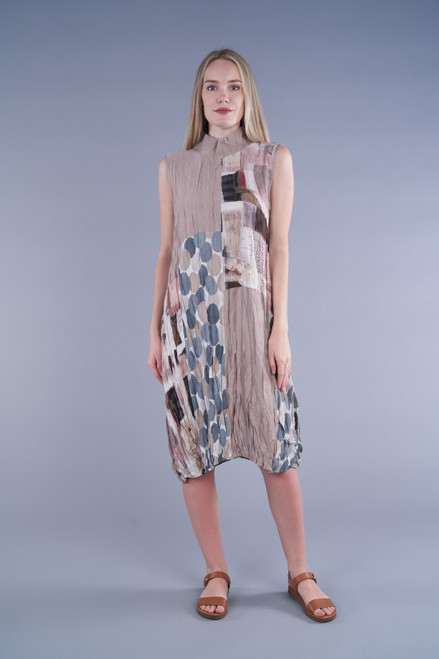 Shana Mixed Print Crushed Bubble Sleeveless Dress