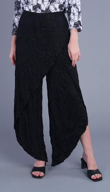 Shana Black Crinkle Wrap Pants