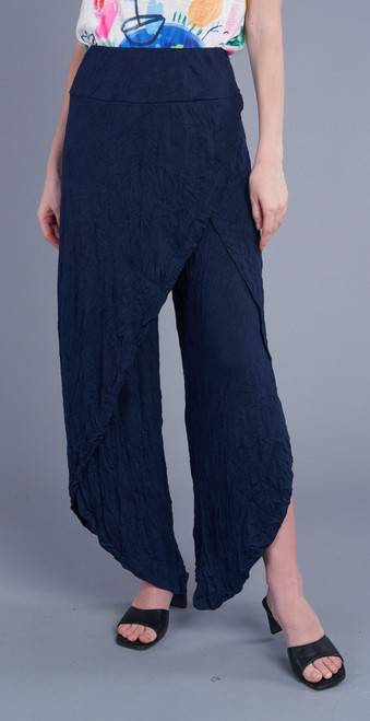 Shana Blue Grey Stripe Crinkle Pants - New Moon Boutique
