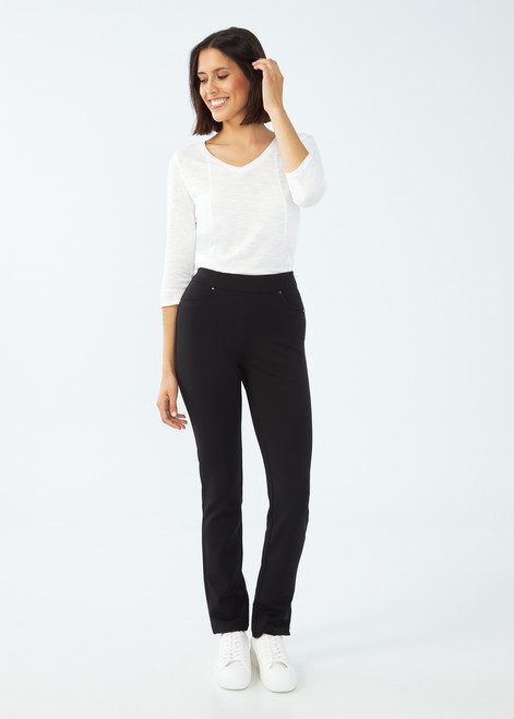 French Dressing Black Pull-On Ponte Slim Jegging