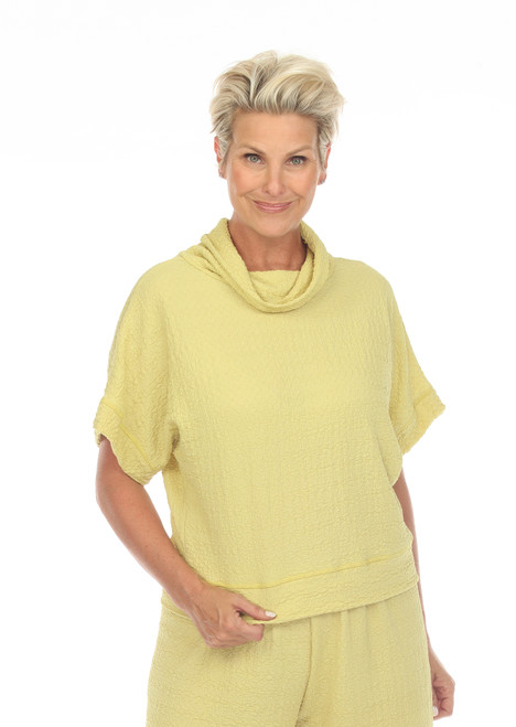 Inoah Lemon Waffle Cowl Top