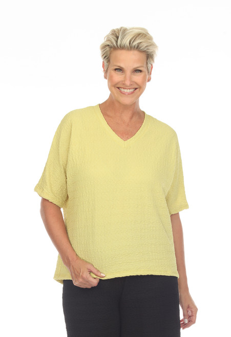 Inoah Lemon Waffle Relaxed Top