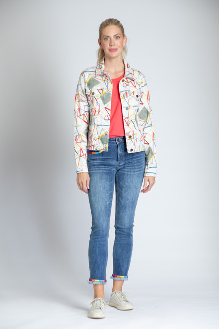 APNY Colorful Printed Denim Jacket