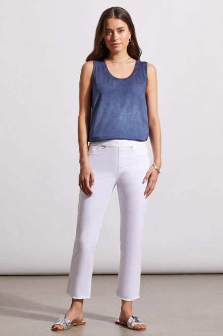 Tribal White Pull-On Crop Jeans
