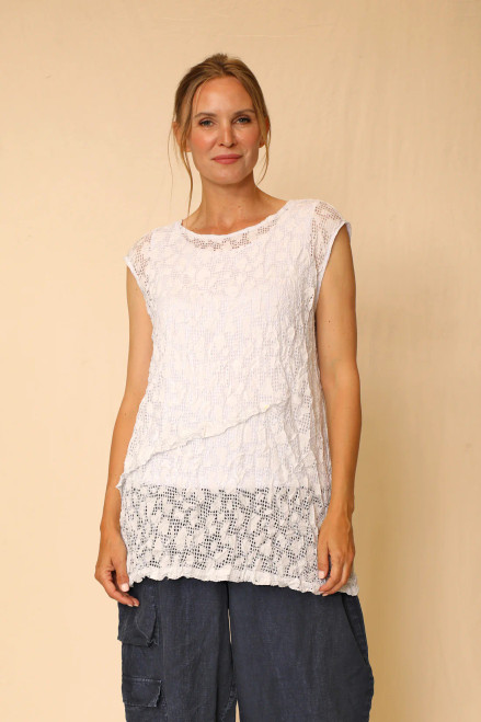 Chalet White Crinkle Mesh Love Tunic