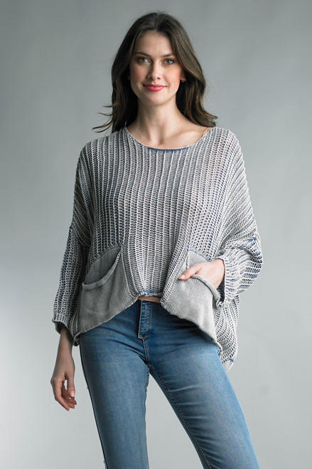 Tempo Paris Sky Cotton One-Size Crop Sweater