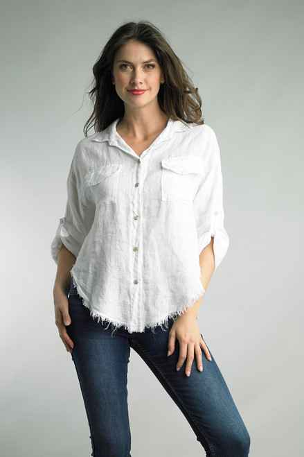 Tempo Paris White Linen Shirt